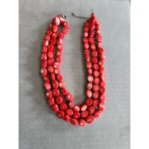 LUCAS LAMETH LUC 925 Sterling Silver GENUINE Red Coral Necklace Hand-Tied 245 Gr
